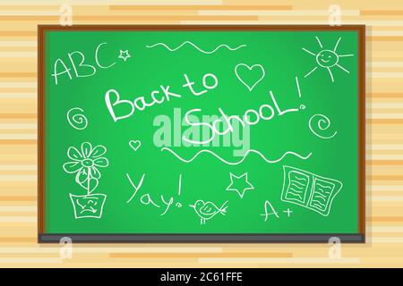 Back to school chalkboard with doodles vector illustration background Stock Vector