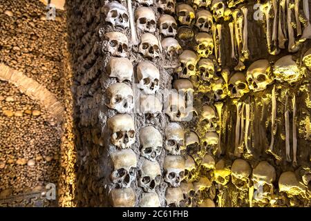 EVORA, PORTUGAL - JULY 25, 2017: Capela dos Ossos (Chapel of Bones) in Evora, Portugal in a beautiful summer day Stock Photo