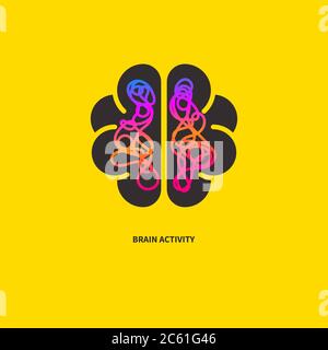 Brain activity, creative brain icon, intellectual development logo Stock Vector