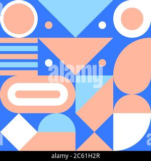 Bauhaus print, geometric seamless retro pattern with shapes, geometric composition, hipster modern abstract background Stock Vector