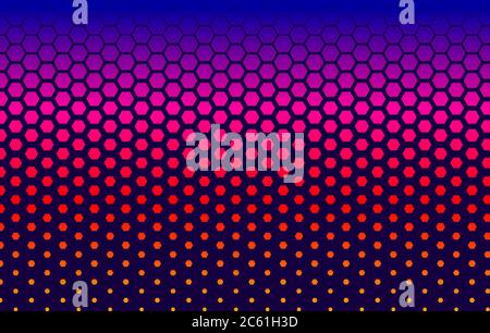 Halftone technology banner with hexagons, futuristic blue gradient background, digital element, hexagon pattern Stock Vector
