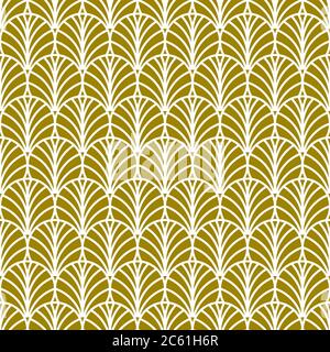 Golden fan art deco pattern, abstract seamless art nouveau pattern with fans, retro background Stock Vector