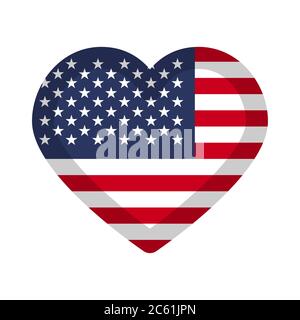 America flag heart graphic element Illustration template design Stock Vector