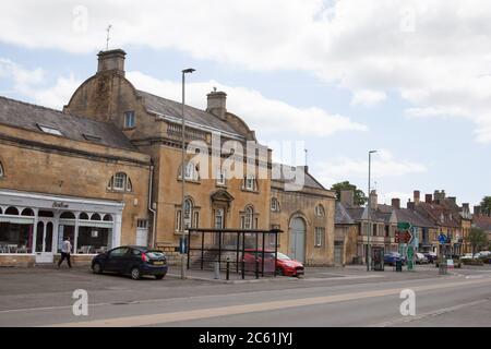 Shops and Cafes in Moreton in Marsh, Gloucestershire in the UK Stock Photo