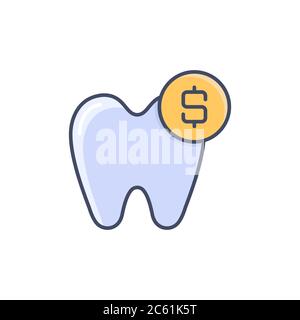 Tooth and dollar vector icon symbol isolated on white background Stock Vector