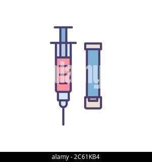 Tourniquet and syringe vector icon symbol isolated on white background Stock Vector