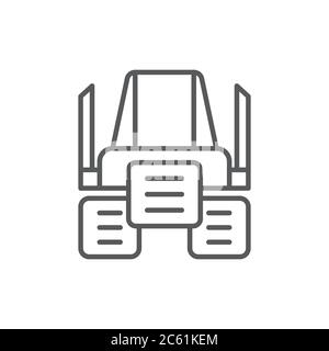 Tractor front vector icon symbol tools isolated on white background Stock Vector