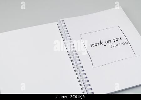 open notepad with markup on a white background Stock Photo
