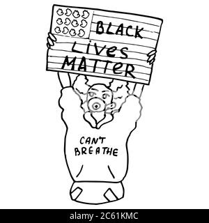 Black lives matter text on white isolated backdrop. Woman blm activist for invitation or gift card, social banner, news blog, flyer. Phone case or clo Stock Vector