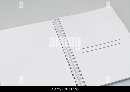 open notepad with markup on a white background Stock Photo