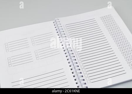 open notepad with markup on a white background Stock Photo