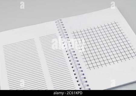 open notepad with markup on a white background Stock Photo