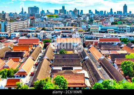 Panoramic view from the Golden Mount, Bangkok, Thailand Stock Photo