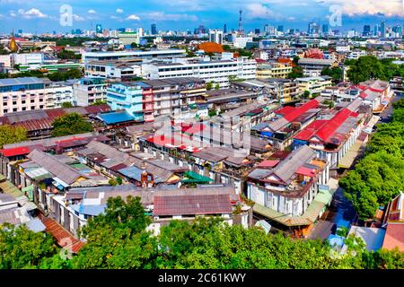 Panoramic view from the Golden Mount, Bangkok, Thailand Stock Photo