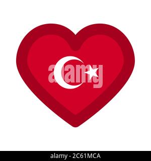 Turkey flag heart graphic element Illustration template design Stock Vector