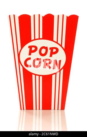 decorative empty  paper popcorn cup on a white background Stock Photo
