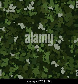 Flecktarn camouflage seamless pattern background. Classic clothing style masking camo repeat textile print. Green and brown colors texture. Vector ill Stock Vector