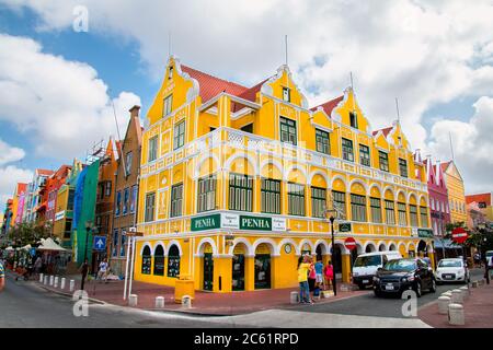 colourful buildings in curacao willemstad,curacao caribbean,curaçao food,curaçao architecture,,netherland antilles,ned antille,west indies Stock Photo