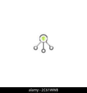 Hub network connection line icon isolated on white. System, catalog, hierarchy, technology button. Server or central database button. System links sym Stock Vector