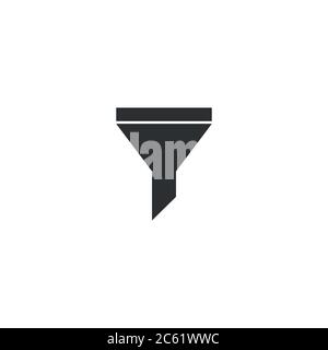 black data filter silhouette. flat data funnel icon. isolated on white background. Analytics info, tunnel information, flow exploration, vector illust Stock Vector