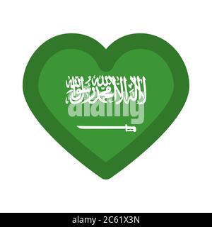 Saudi Arabia flag heart graphic element Illustration template design Stock Vector