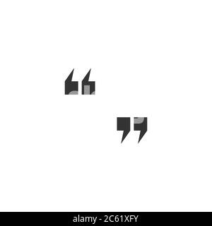 black quote marks isolated on white. Flat reading icon. Vector illustration. quotation logo. Stock Vector