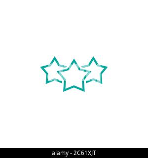 Three blue stars icon. Simple flat pictogram isolated on white. Vector illustration. Award pictogram. Top raiting. Stock Vector