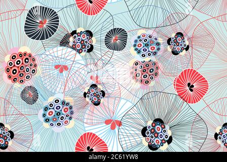Vector seamless abstract pattern from different fantastic shapes Stock Vector