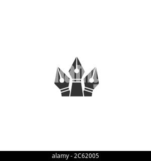 Three black feather pen icon isolated on white. Flat icon. Vector illustration with pencil. Creativity sign. Creative idea symbol. Wright a message si Stock Vector