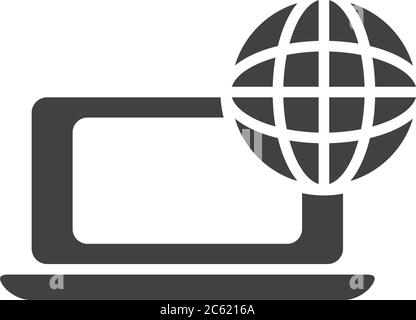 global sphere and laptop computer over white background, vector ...