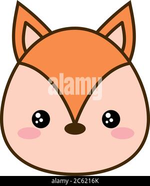 Cute fox cartoon line and fill style icon design, Kawaii animal zoo life nature and character theme Vector illustration Stock Vector