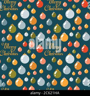 Christmas balls decorations vector pattern with lettering Stock Vector