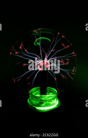 Plasma ball lit with stunning colors. Stock Photo