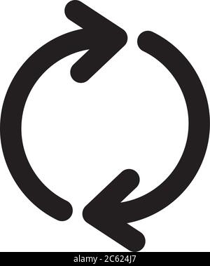 two arrows in circle shape over white background, line style, vector ...