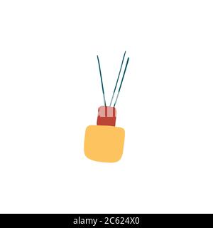 Aromatherapy reed diffuser. Hand drawn flat vector illustration Stock Vector