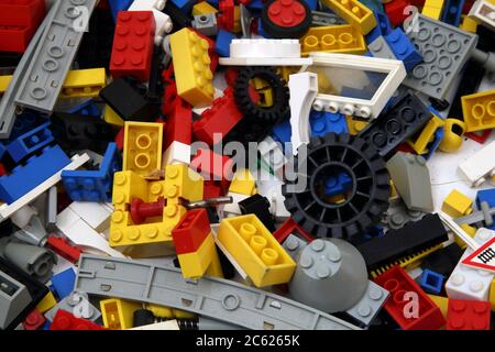 Close up of a Pile of Vintage Lego Stock Photo