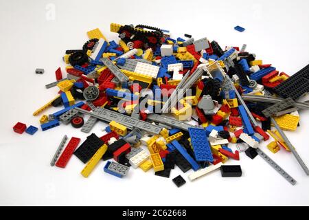 Close up of a Pile of Vintage Lego Stock Photo
