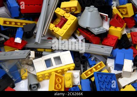 Close up of a Pile of Vintage Lego Stock Photo