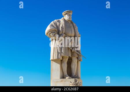 King Joao III statue in Coimbra University, Coimbra, Portugal in a beautiful summer day Stock Photo