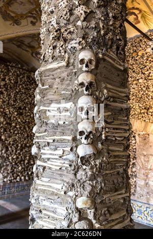 EVORA, PORTUGAL - JULY 25, 2017: Capela dos Ossos (Chapel of Bones) in Evora, Portugal in a beautiful summer day Stock Photo