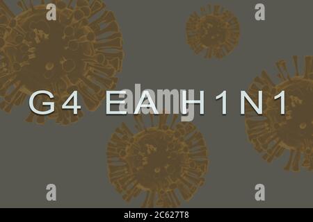 Inscription text of new virus called G4 EA H1N1 with 3d rendered illustration virus as background Stock Photo