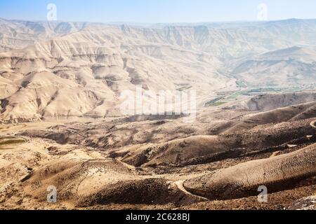 The ancient trade route known as the King's Highway between Aqaba and Petra in Jordan. Stock Photo