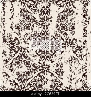 Seamless vintage pattern with an effect of attrition. Patchwork tiles. Hand drawn seamless abstract pattern from tiles. Portuguese and Spain decor. Stock Vector