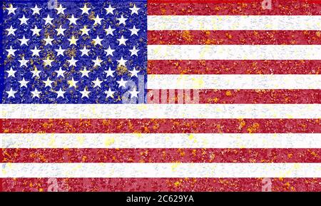 USA national flag. Texture on an old wooden surface. Stock Photo