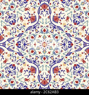 Seamless colorful pattern with mandala. Vintage decorative element. Hand drawn pattern in turkish style. Islam, Arabic, Indian, ottoman motif. Stock Vector