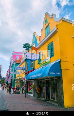 colourful buildings in curacao willemstad,curacao caribbean,curaçao food,curaçao architecture,,netherland antilles,ned antille,west indies Stock Photo