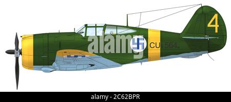 Curtiss Hawk 75A-3 (CUw-564), Lentolaivue 32 (Squadron 32) of the Finnish Air Force, flown by Lieutenant Allto Kalevi Tervo, summer 1942 Stock Photo