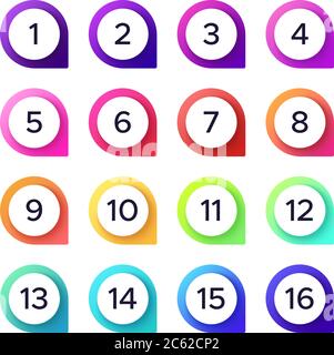 Colorful numbers. Vector set of number pointer Stock Vector