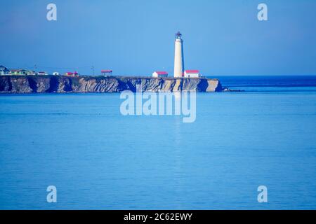 View of the Cap-des-Rosiers Lighthouse, Gaspe Peninsula, Quebec, Canada Stock Photo