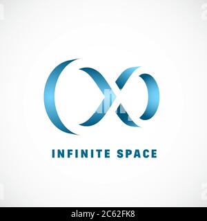 Negative Space Abstract Vector Infinity Sign, Symbol or Logo Template with Gradient. Stock Vector